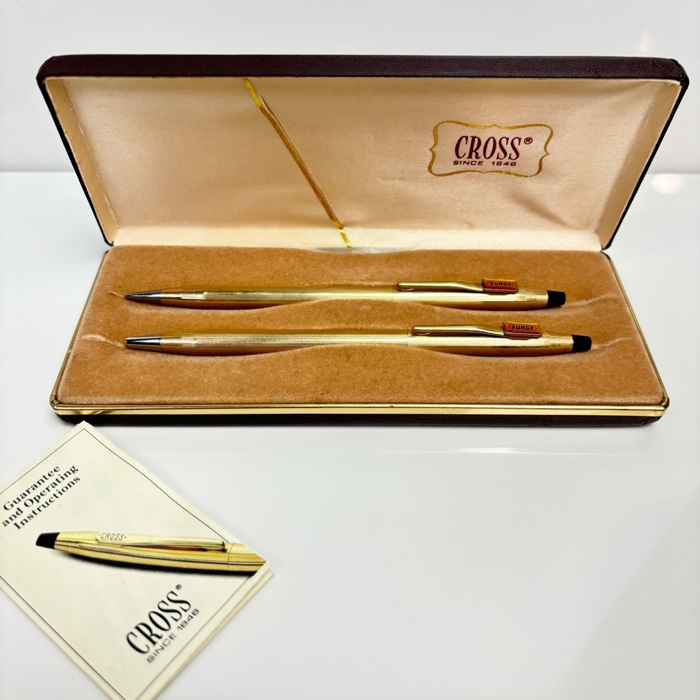 Vintage Cross 10K Gold Filled Pen and Pencil Set with Original Box Mens Gift